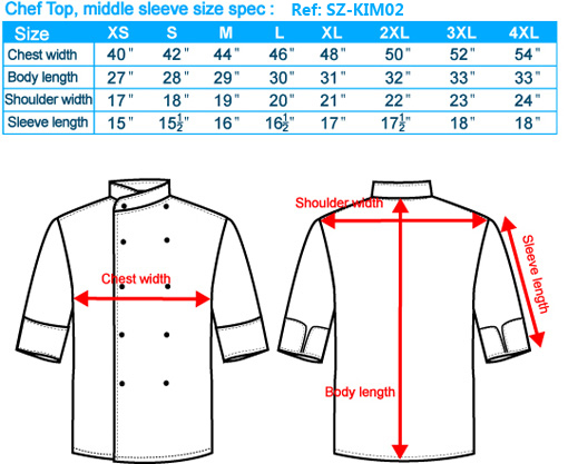 Chef Coat Size Chart