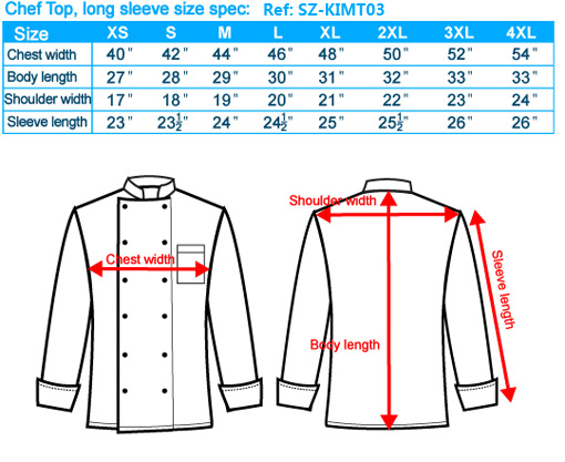 Chef Pants Size Chart