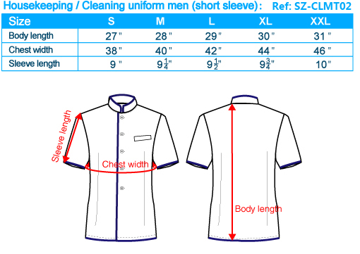 size-list-housekeeping cleaning uniform-short sleeve-male-20110408