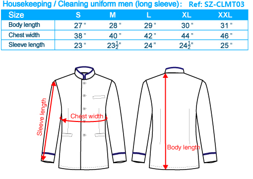 size-list-housekeeping cleaning uniform-long sleeve-male-20110408