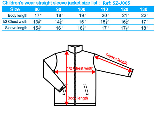 size-list-jacket-straight-sleeve-childlren