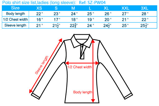 Polo Shirt Size Chart