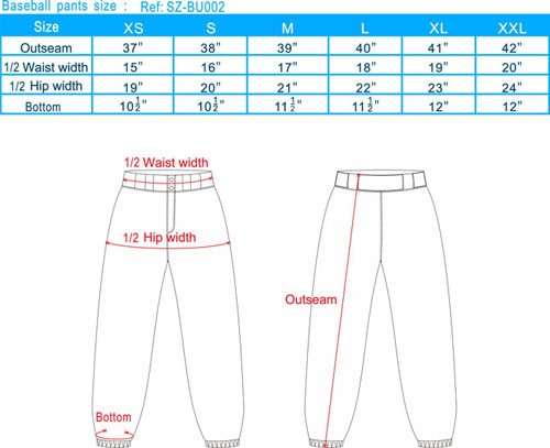 under armour softball pants size chart