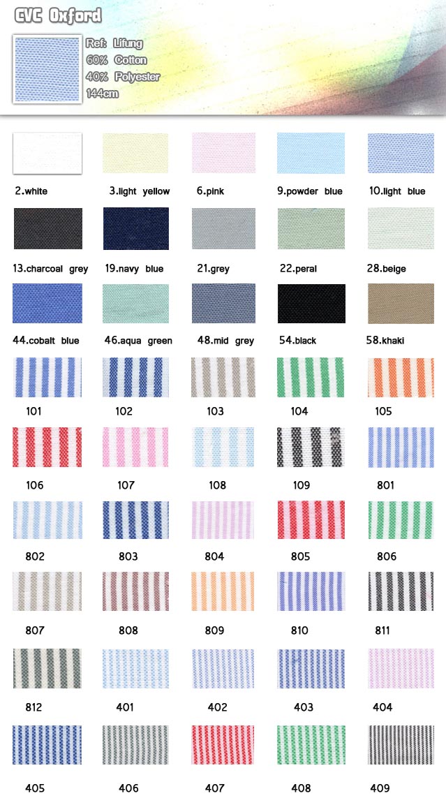 Fabric-CVC Oxford-60% cotton-40% polyester-144cm-20110714