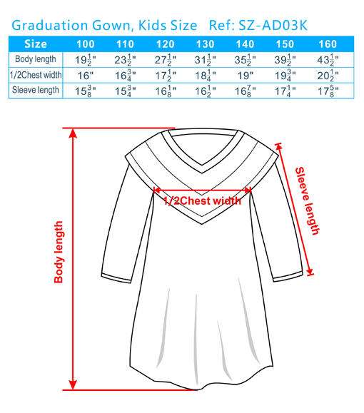 Choir Robe Size Chart