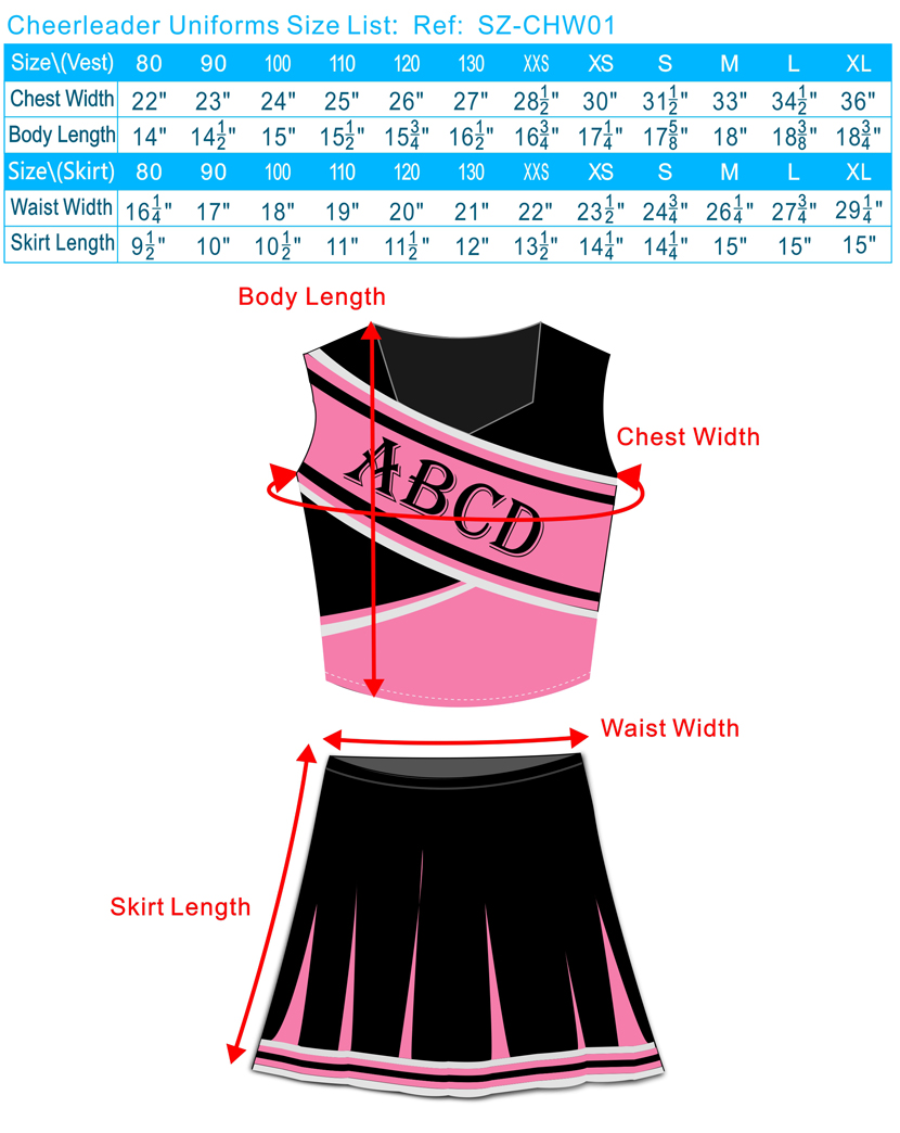 Rainbows Uniform Size Chart