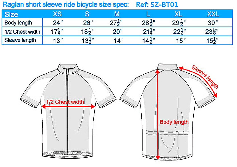 size-list-Raglan short sleeve ride bicycle-20110706