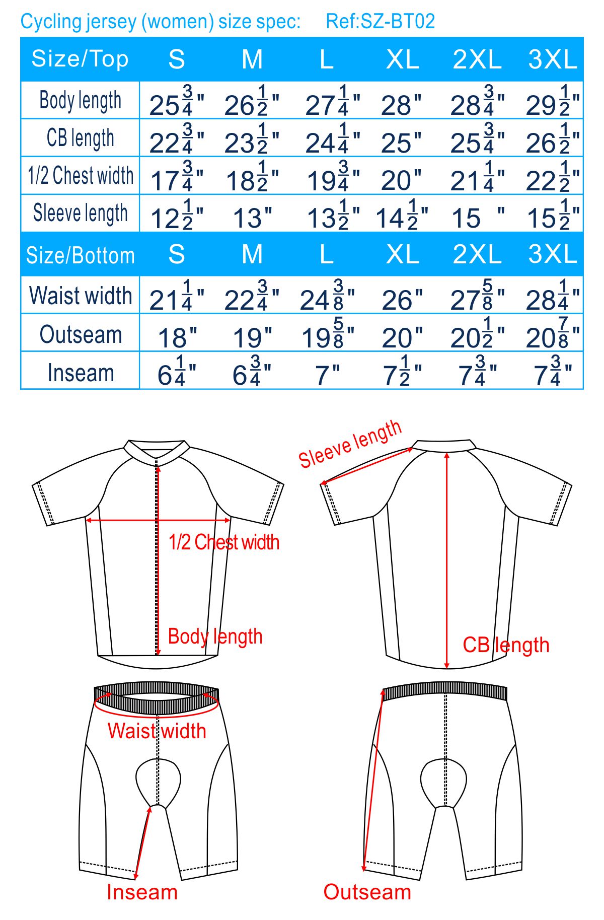 bike jersey size chart, bike jersey size guide, bike uniforms sizing