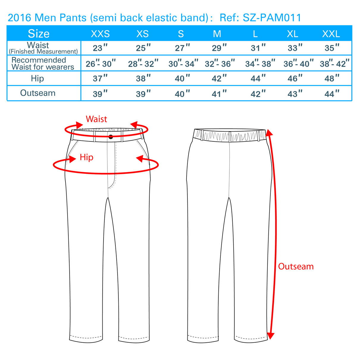 2016 Men Pants (semi back elastic band)