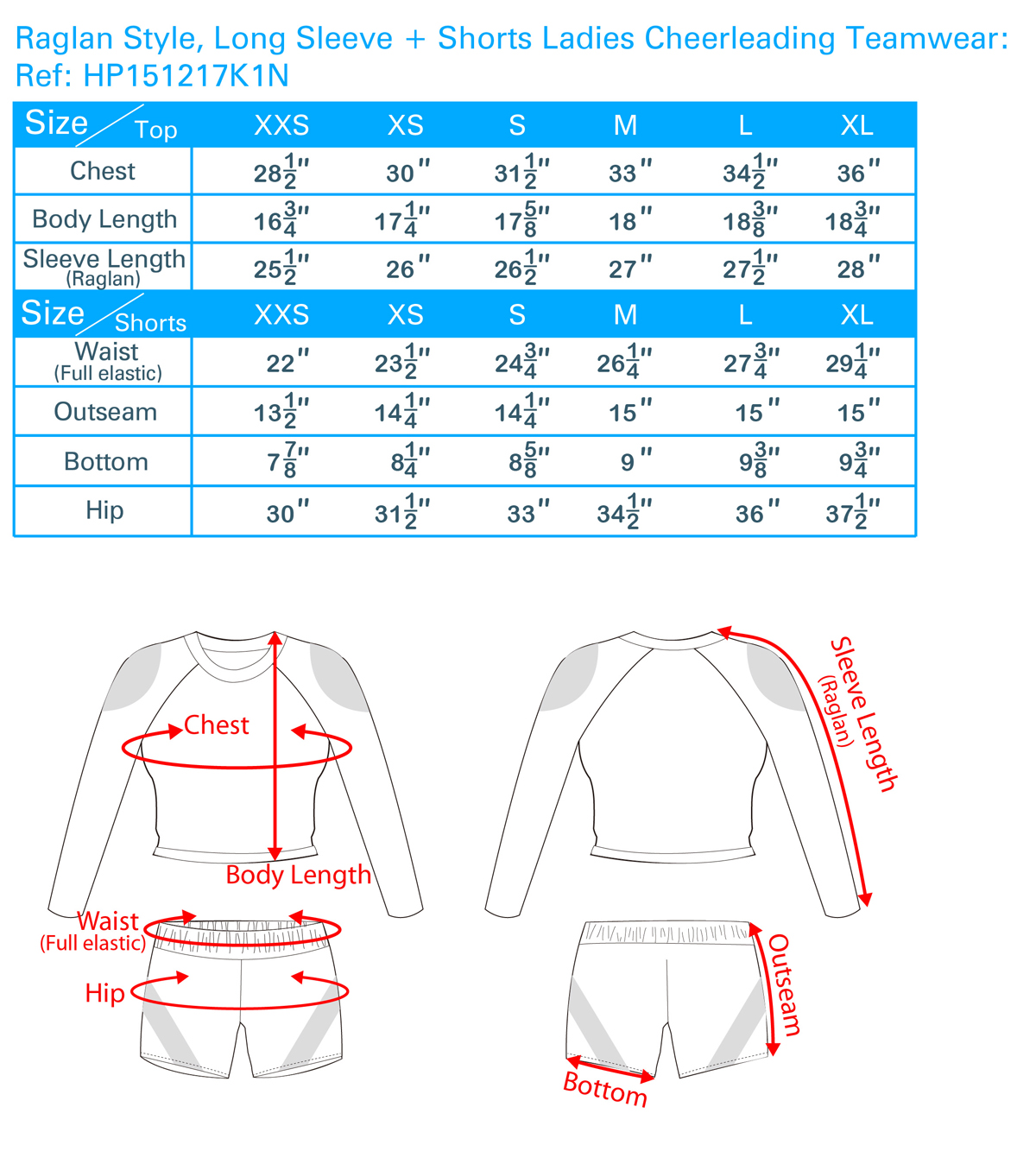 Rainbows Uniform Size Chart