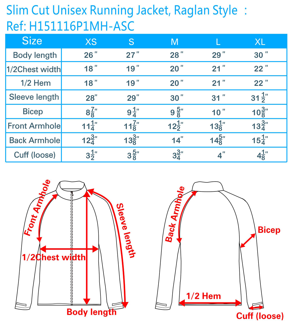 windbreaker sizing chart, windbreaker jacket size chart, mens