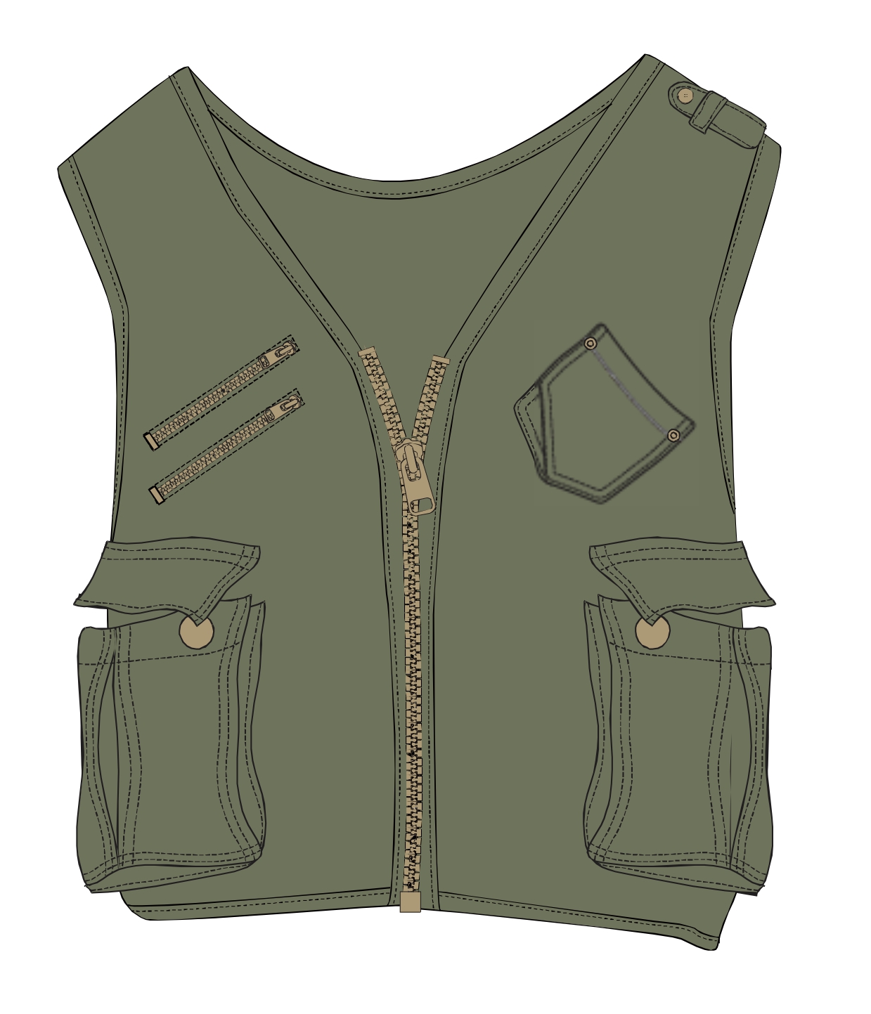 sleeveless jacket with multi pockets style, fisherman vest jacket