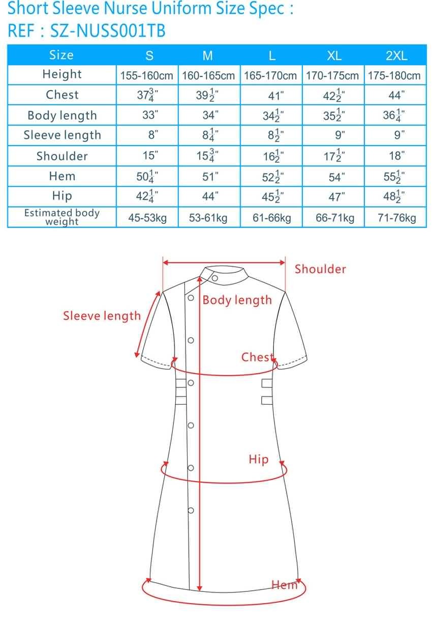 doctor gown size chart, doctor uniform sizing, nursing uniforms size ...