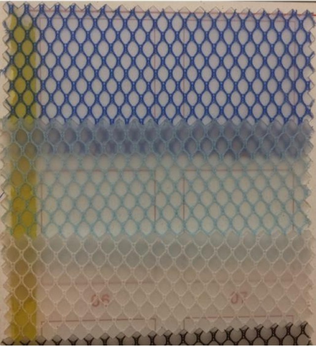 DG-GZ TPU夾網布  透明六角夾網  密度：60  成份：PVC  克重：500G  紗支：100  