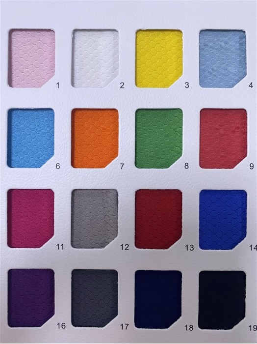 ZJ-DC S0161 Hexagonal Bird's Eye Weight: 150GSM Width: 185CM Composition: 100% Polyester Moisture wicking