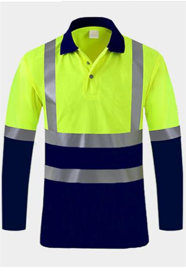 manufacturing long sleeve lapel reflective POLO shirt design contrast
