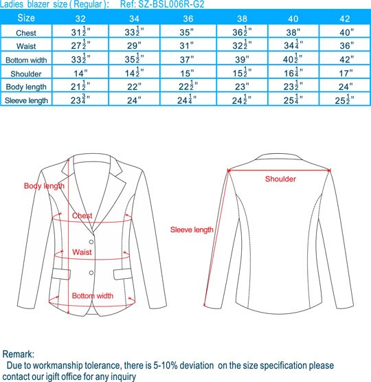 size-Ladies blazer-Regular