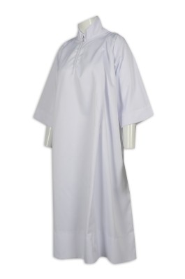 CHR017 設計白色長款聖詩袍 拉鏈款 65%滌 35%棉 佈道會 播道會 聖詩袍專門店