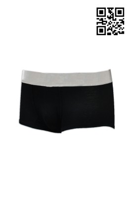 UW014 訂購團體黑色四角褲 男裝內褲點襯 設計純黑色內褲專門店 印製內褲工廠