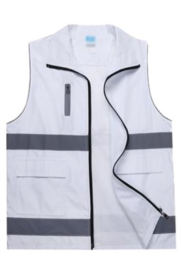 SKV032 大量訂製拉鏈反光背心外套   設計拉鏈口袋工作服 義工活動   反光背心外套供應商