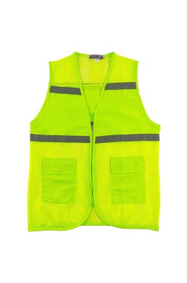 訂製螢光黃反光背心外套   訂做V領領拉鏈背心外套  反光條背心外套  SKV046