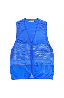 訂製V領背心外套  個人設計透氣網拉鏈深藍色外套  背心外套供應商  SKV051