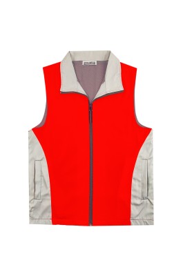 大量訂做衫側撞色選舉背心外套   訂做翻領拉鏈背心外套  背心外套供應商  紅色  SKV053