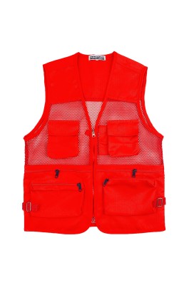 訂做透氣網背心外套  個性化設計多袋口背心外套  抗熱背心外套中心 紅色 SKV054