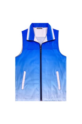 訂購藍色漸變背心外套   設計翻領拉鏈款背心外套   背心外套中心  SKV055