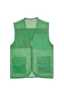 訂製墨綠色V領背心外套  個人設計透氣網拉鏈外套  背心外套供應商  SKV058