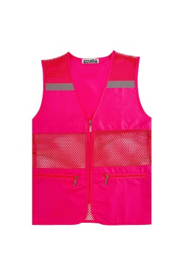 大量訂做透氣背心外套  設計拉鏈袋口反光帶背心外套  背心外套專門店  粉色 SKV059