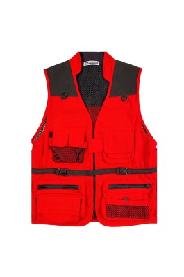 大量訂做多功能志願者背心外套   自訂多口袋透氣背心外套  背心外套供應商  釣魚背心 紅色 SKV061