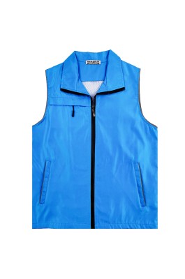 大量訂做淨色背心外套  時尚設計翻領拉鏈袋口外套  背心外套供應商  藍色 SKV062