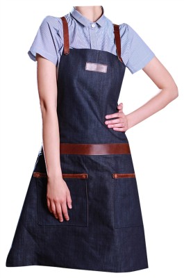 訂購廚師牛仔圍裙  設計雙側袋口牛皮牛仔圍裙  牛仔圍裙專門店 SKAP108