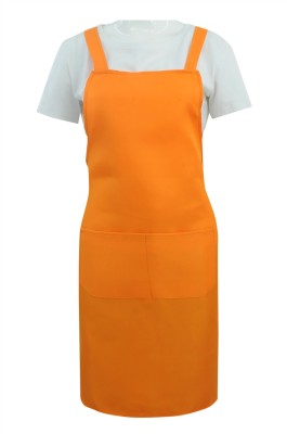 製造橙色工作圍裙   設計雙口袋綁繩餐飲掛頸圍裙  圍裙專門店 SKAP118