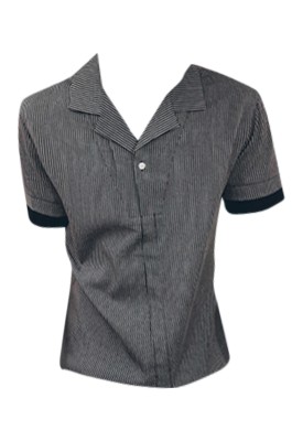 SKR025 設計夏季短袖襯衫男 條紋拼接寬松襯衣 假兩件 恤衫製造商