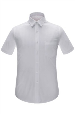 訂做恤衫男裝  短袖 淨色 上班服 正裝領位設計 白色細條紋 恤衫專門店 45% Cotton 55% Polyester YMD4503 CHENSHANG SKR060