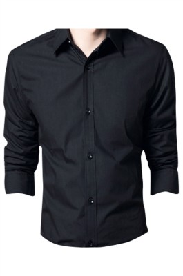 SKR026 製造長袖反領恤衫 設計黑色反領恤衫 職業商務 恤衫中心