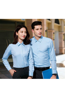 網上訂購男女長袖恤衫    時尚商務長袖恤衫   淺灰色   藍色   聚酯纖維60.2%  棉39.8% 恤衫製衣工廠  MIZIQI398   SKR050