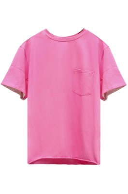 SKT006 訂做女裝翻袖撞接T恤 圓領純色短袖T恤 T恤供應商