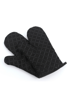 YD150705  黑色隔熱手套   度身訂製隔熱手套  隔熱手套中心  滌棉65%硅膠35%   90G 隔熱手套價格