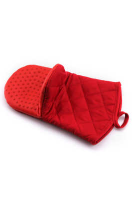 YD150617  紅色隔熱手套   來樣訂製隔熱手套  隔熱手套生產商   滌棉65%硅膠35%  115G  隔熱手套價格