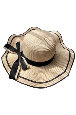 訂製沙灘防曬帽  個人設計蝴蝶結網紗旅遊 海邊度假草帽  草帽製衣廠  SKB015
