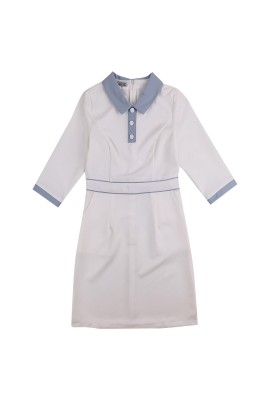 大量訂購中袖護士連衣裙  時尚設計翻領撞色袖口 後背隱形拉鏈設計  護士服中心 SKU061