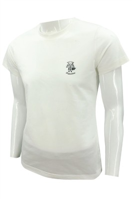 T1058   訂做短袖純白色T恤   設計印花黑色logo   T恤製衣廠   時尚款    女裝 幼兒教育 中心 職員制服