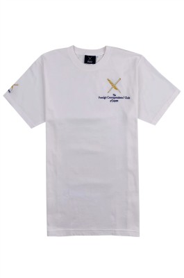 大量訂購男裝白色短袖T恤  訂做圓領繡花T恤  T恤製衣廠 T1086