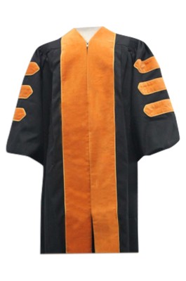 SKDA017  設計橙色邊畢業袍  訂購專業畢業禮服  來樣訂造畢業袍 畢業袍製造商
