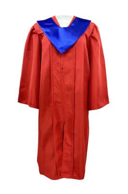 訂做淨色拉鏈款式畢業袍   設計中小學畢業袍 藍色披肩 畢業袍中心  SKDA059