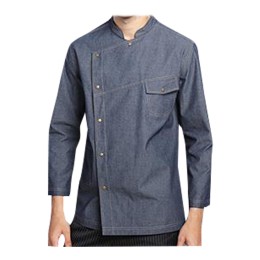 SKKI063 製造牛仔西餐廳廚師制服  設計袖子調節長短  啪鈕廚師制服  廚師制服中心   行政總廚外套 SKKI063 製造牛仔西餐廳廚師制服  設計袖子調節長短  啪鈕廚師制服  廚師制服中心   行政總廚外套