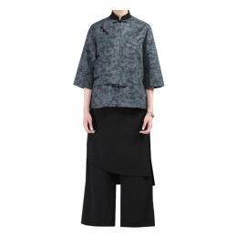 SKKI068  訂購中式餐廳餐廳制服   設計高端提花花盆釦主題餐廳服務生制服  餐飲制服專門店 SKKI068  訂購中式餐廳餐廳制服   設計高端提花花盆釦主題餐廳服務生制服  餐飲制服專門店